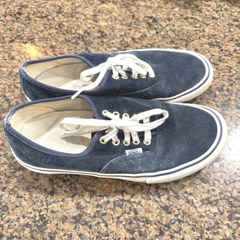 Vans Authentic Pro Navy Blue Suede Low Top Skateboard Shoes Mens 8